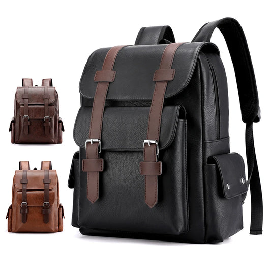 Sac à dos ordinateur portable style cartable en cuir synthétique
