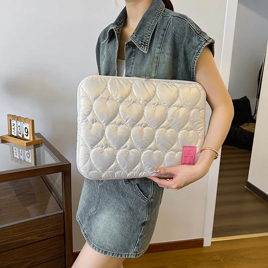 Pochette d'ordinateur avec imprimé cœur et protection intérieure antichoc