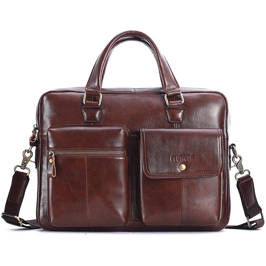 Sacoche ordinateur homme en cuir véritable avec bandoulière