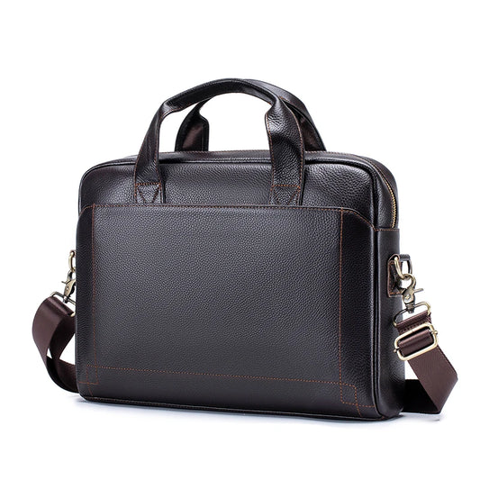 Sac ordinateur large pour homme en cuir synthétique avec bandoulière
