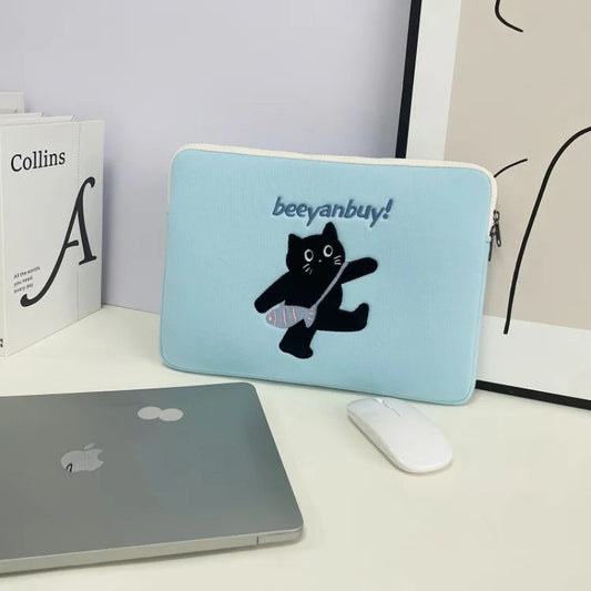 Housse ordinateur avec motif chat mignon et doublure intérieure anti rayures