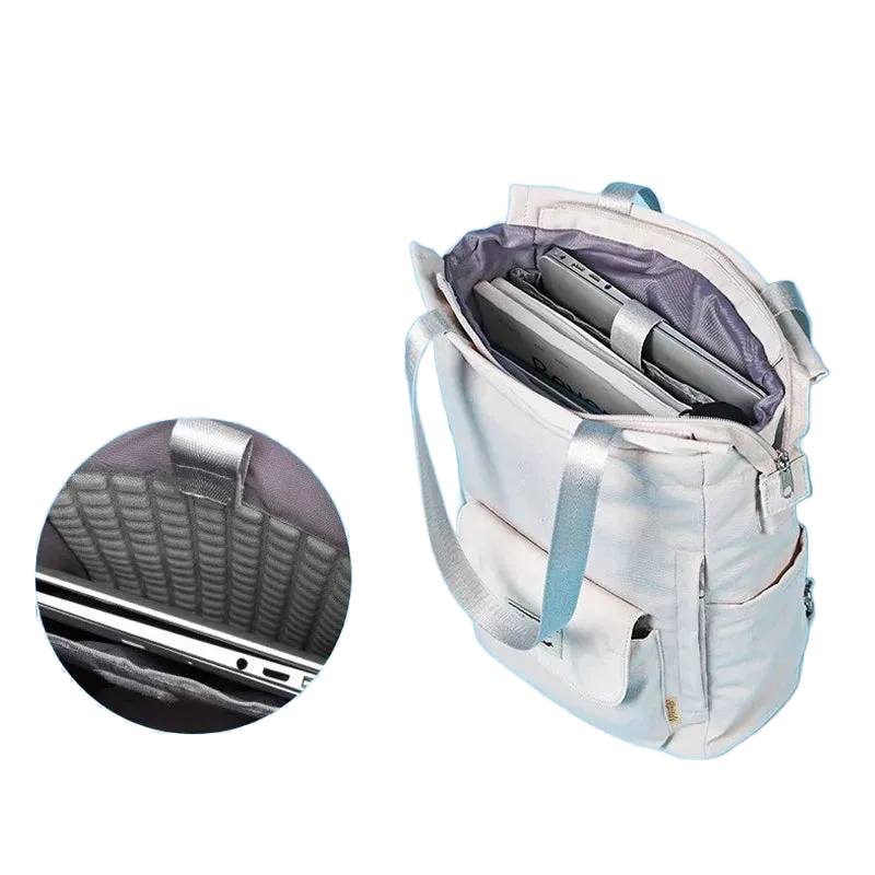 Contenu du sac organisé avec ordinateur cahiers et accessoires