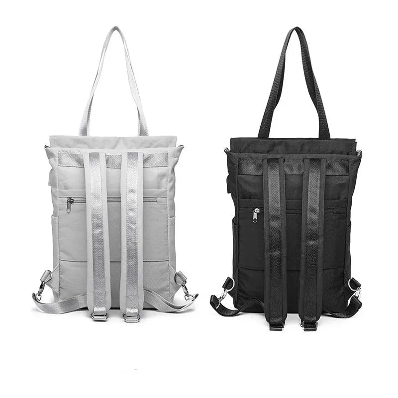 Vue arrière d'un sac à dos pour ordinateur avec poche latérale antivol 