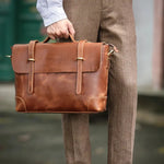 Sacoche ordinateur en cuir véritable avec bandoulière idéale pour le travail - Vignette | Sacs Ordinateur