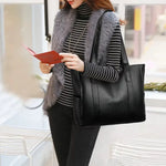Grand sac ordinateur souple et résistant en cuir synthétique noir - Vignette | Sacs Ordinateur