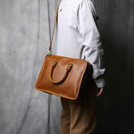 Sac ordinateur en cuir véritable pour homme –  Élégant et pratique pour le travail - Vignette | Sacs Ordinateur