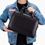 Sac ordinateur large pour homme en cuir synthétique avec bandoulière - Vignette | Sacs Ordinateur