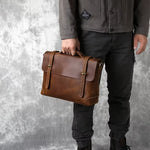 Sacoche ordinateur en cuir véritable avec bandoulière idéale pour le travail - Vignette | Sacs Ordinateur