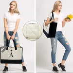 Sac ordinateur en toile grande capacité avec lettre - Vignette | Sacs Ordinateur