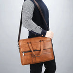 Sac ordinateur en simili cuir pour homme avec bandoulière ajustable - Vignette | Sacs Ordinateur
