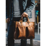 Sac ordinateur en cuir véritable avec bandoulière pour homme - Vignette | Sacs Ordinateur