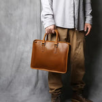 Sac ordinateur en cuir véritable pour homme –  Élégant et pratique pour le travail - Vignette | Sacs Ordinateur
